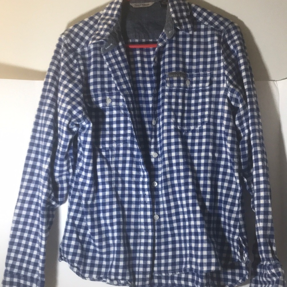 FIELD & STREAM button down plaid shirt size large blue white western cowgirl